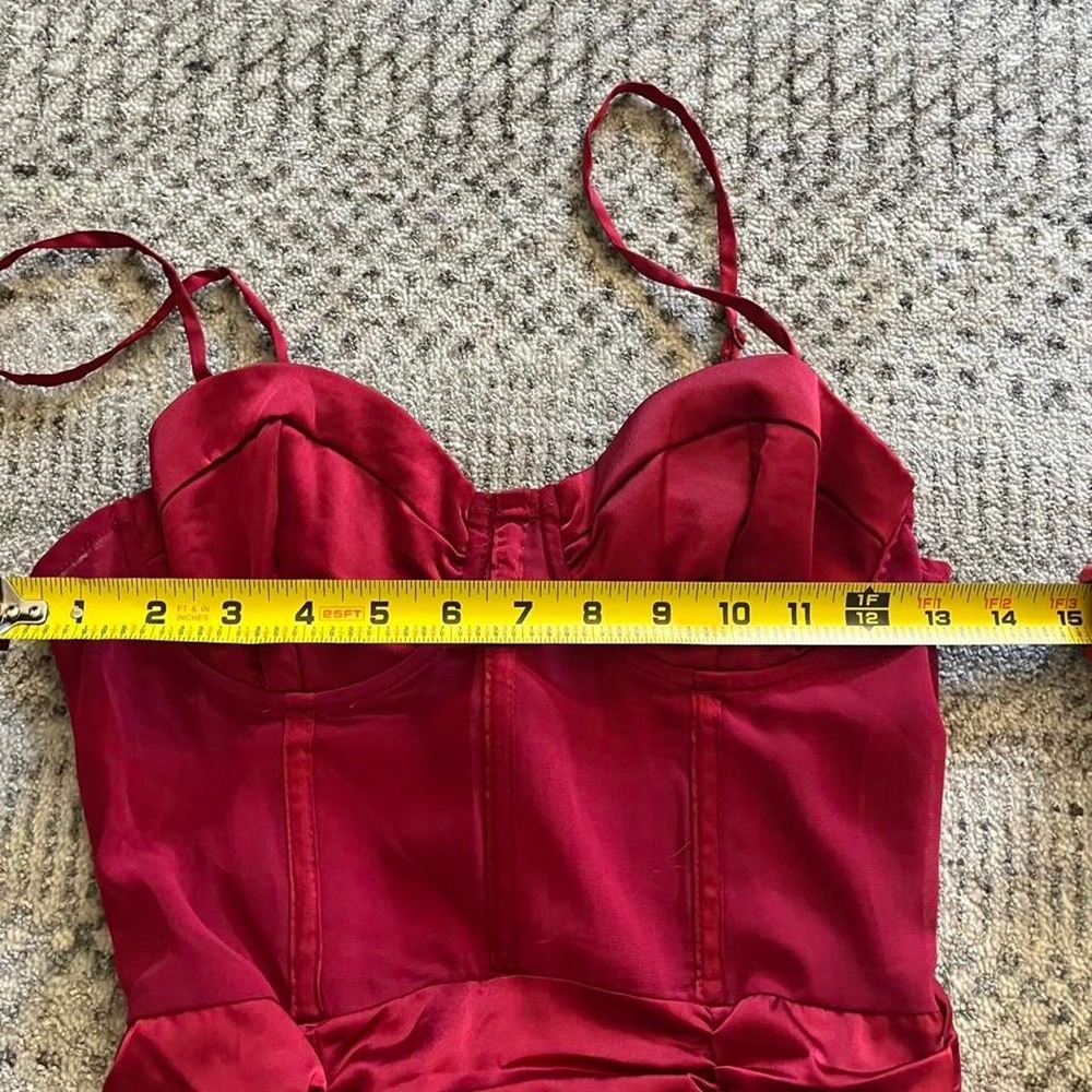 Red ruched mini dress corset bodice spicy tween cocktail sm - Picture 4 of 5